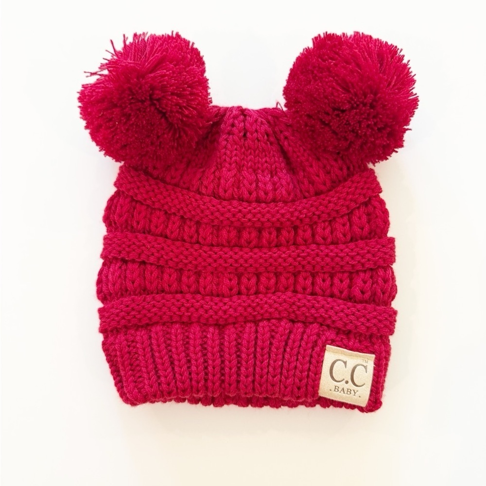 C.C Baby Double Pom Red Beanie